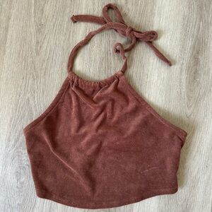 cotton on textured halter tie up top